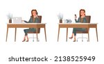 set of office woman wear green... | Shutterstock .eps vector #2138525949