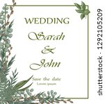 wedding invitation with... | Shutterstock .eps vector #1292105209