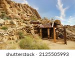 The ruins of the Mastodon gold mine on Mastodon Peak, in the southern part of Joshua Tree National Park,  Mojave Desert, California, USA