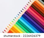 Coloring pencils abstract background with negative space or copy space.