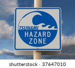 Tsunami Warning Sign With A...