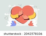 self love with heart hug as... | Shutterstock .eps vector #2042578106