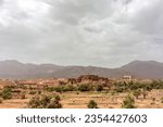 Small photo of Landscape impression of the semidesert along the atlas torrent in morocco in summer