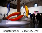 Small photo of Venice, Italy - April 20: Installation titled Tunnel Boring Machine by Teresa Solar at the 59th International Art exhibition of Venice biennale on April 20, 2022