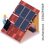 vector isometric solar panel... | Shutterstock .eps vector #1536294569