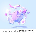 vector airplane travel around... | Shutterstock .eps vector #1728962590