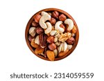 Wooden bowl with mixed nuts on...