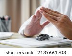 Businessman agent meeting customer with insurance policy about car contract.Salesman Automobile Vehicles Concept.