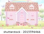 Pink Doll House With Flowers.