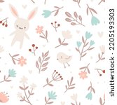 Cute Pattern With Flowers And...
