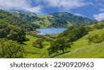 Small photo of Calero Reservoir with Lushy Green Oak Forest and Grasslands. Calero County Park, Santa Clara County, California, USA.