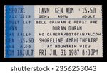 Small photo of Mountain View, California - July 31, 1987 - Old used ticket stub for Duran Duran concert at Shoreline Amphitheatre
