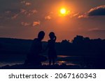 silhouette of woman and cute... | Shutterstock . vector #2067160343