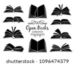open books black silhouettes.... | Shutterstock .eps vector #1096474379