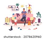 dad and child chaos. calm... | Shutterstock .eps vector #2078620960