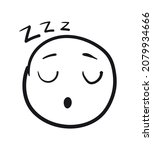 doodle sleeping emoji. circle... | Shutterstock .eps vector #2079934666
