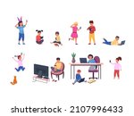kids using gadgets. kid with... | Shutterstock .eps vector #2107996433