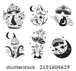 mystic mushrooms. celestial... | Shutterstock .eps vector #2151604629