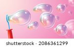 blowing soap bubbles. realistic ... | Shutterstock .eps vector #2086361299