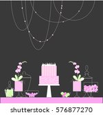 candy buffet with wedding cake  ... | Shutterstock .eps vector #576877270