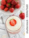 Small photo of Tapioca pudding with strawberry and rhubarb mousse