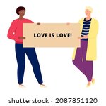 female couple holding love is... | Shutterstock .eps vector #2087851120