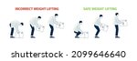 correct lift heavy. wrong... | Shutterstock .eps vector #2099646640