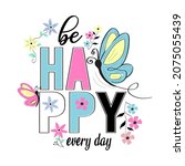 be happy day and butterfly... | Shutterstock .eps vector #2075055439