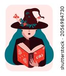 witch vector flat illustration. ... | Shutterstock .eps vector #2056984730