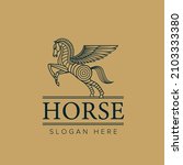 Pegasus horse logo design gold color luxury pegasus mascot template