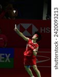 Small photo of Wang Zhi Yi from China winning the woman single of Daihatsu Indonesia Masters 2024 badminton championship in Istora Senayan, Jakarta, Indonesia. 28 January 2024