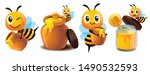 Cartoon Cute Bee Mascot Set....