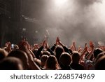 concert hall crowd hands up