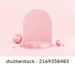 Small photo of Pink gold cylinder podium 3d abstract background empty backdrop pedestal product display for product placement
