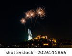 Iconic Brno castle, fireworks celebration