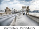 Breathtaking cityscape of Budapest  with  Széchenyi Chain bridge over Danube river. Location: Budapest city, Hungary, Europe.