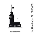 Istanbul Turkey concept. Silhouette of the Maidens tower. Vector illustration isolated on a white background. 