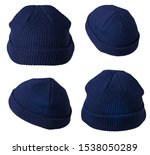 set of knitted blue hats... | Shutterstock . vector #1538050289