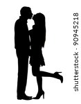 silhouettes of stuck on couple... | Shutterstock . vector #90945218
