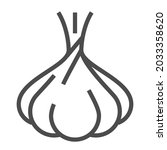 garlic  square line vector icon. | Shutterstock .eps vector #2033358620