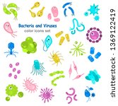 different virus and microbes... | Shutterstock .eps vector #1369122419