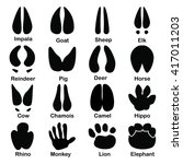 set of sixteen animals paw... | Shutterstock .eps vector #417011203