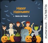 halloween party color... | Shutterstock .eps vector #716788756