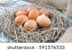 Brown Eggs In Hay Nest. Chicken ...