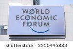 Small photo of Jakarta January 17,2023: World Economic Forum (WEF) logo seen on billboard. ) is an international non-governmental and lobbying organisation founded by by German engineer and economist Klaus Schwab.