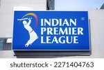 Small photo of Jakarta - March 06,2023: Indian Premier League logo seen on billboard . Indian Premier League is a men's T20 franchise cricket league in India.