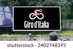 Small photo of Jakarta - December 19,2023: The Giro d'Italia or Tour of Italy also known as the Giro logo advertising. is an annual multiple-stage bicycle race primarily held in Italy
