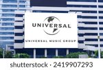 Small photo of Jakarta - February 01,2024: Universal Music Group N.V. or UMG and referred to as just Universal Music logo. is a Dutch–American multinational music corporation under Dutch law