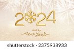 Small photo of happy new year 2024, 2024 background, 2024 with golden bubble style