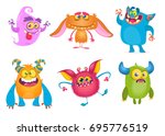 cute cartoon monsters. vector... | Shutterstock .eps vector #695776519